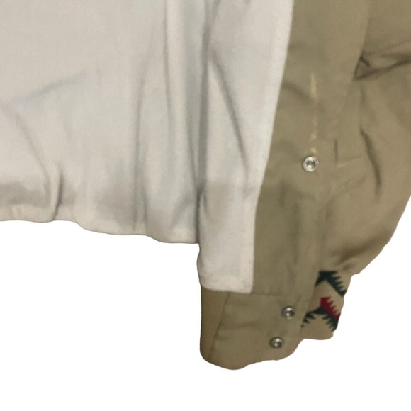 VTG 80s West Ark Navajo Aztec Bomber Jacket Tan Made In USA Sz Large Snap Button - Picture 3 of 13